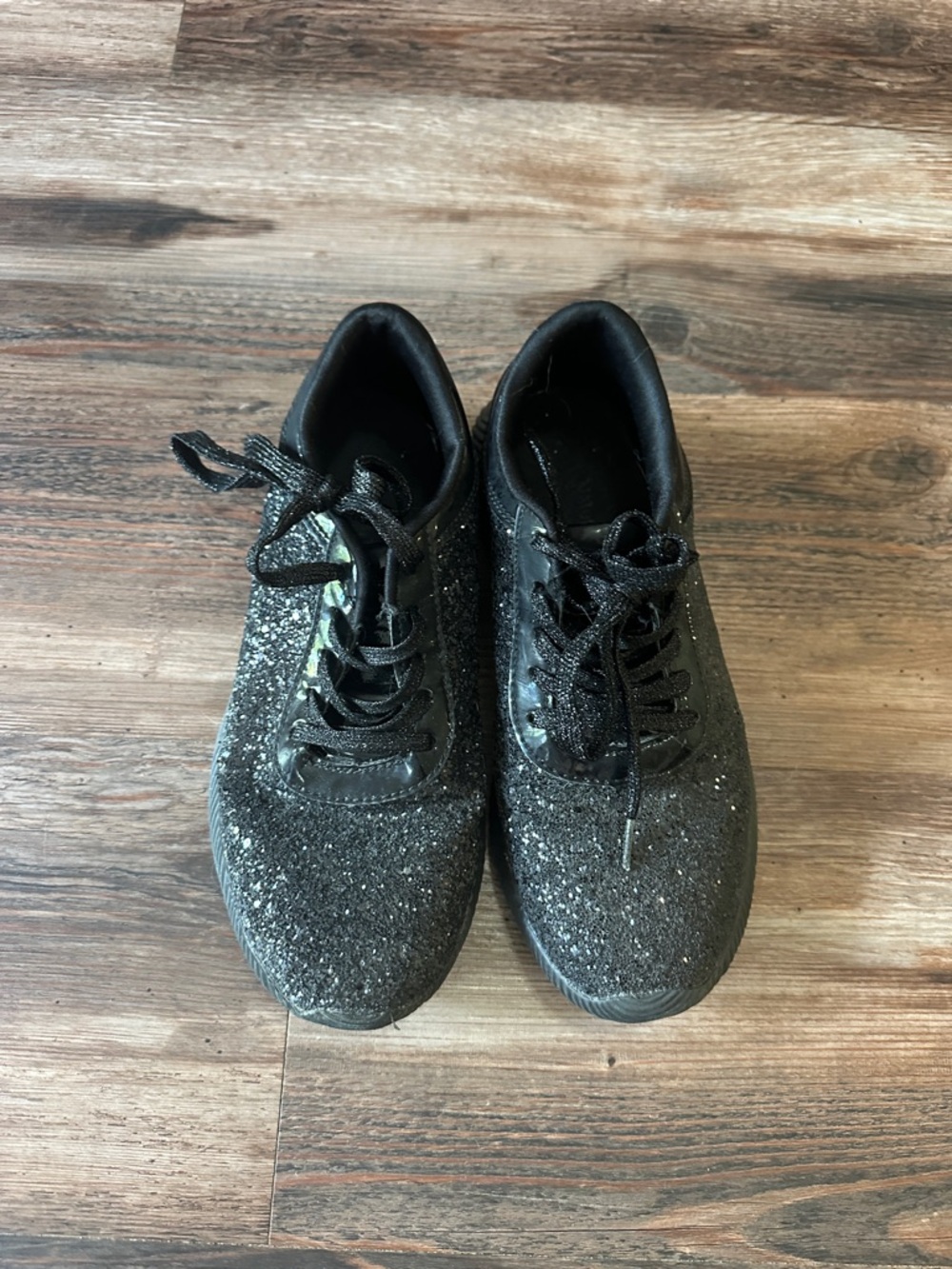 Black Glitter Lace-Up Sneakers